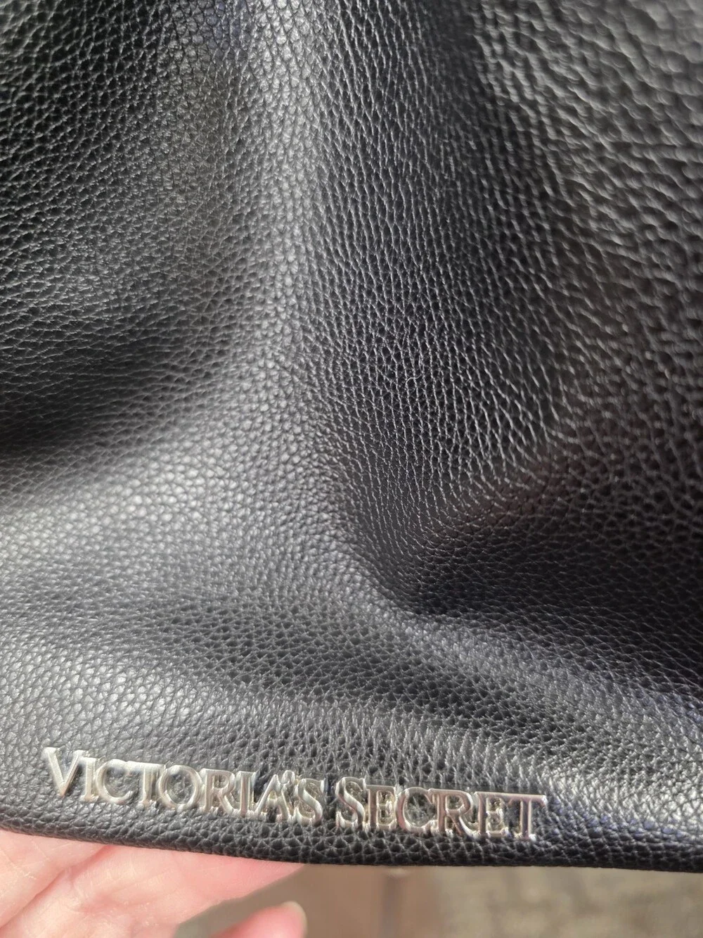 Victoria's Secret Fringe Drawstring Backpack Faux Leather Black Purse Bag *NWOT*
